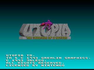 Utopia title screen for Super Famicom